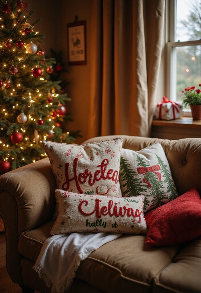 30 Handmade Christmas Decorations That Will Make Your Holiday Magical! - 18. Holiday-themed Pillows