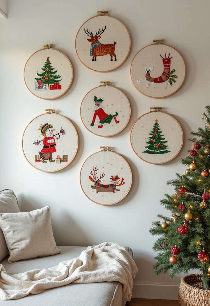 30 Handmade Christmas Decorations That Will Make Your Holiday Magical! - 24. Embroidered Christmas Wall Art