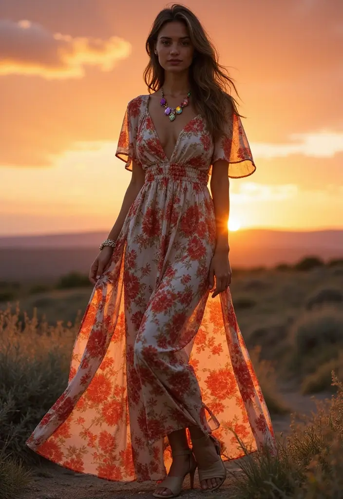 Sunset Glam: Summer Party Looks That Steal the Spotlight - 1. The Flowy Maxi Dress