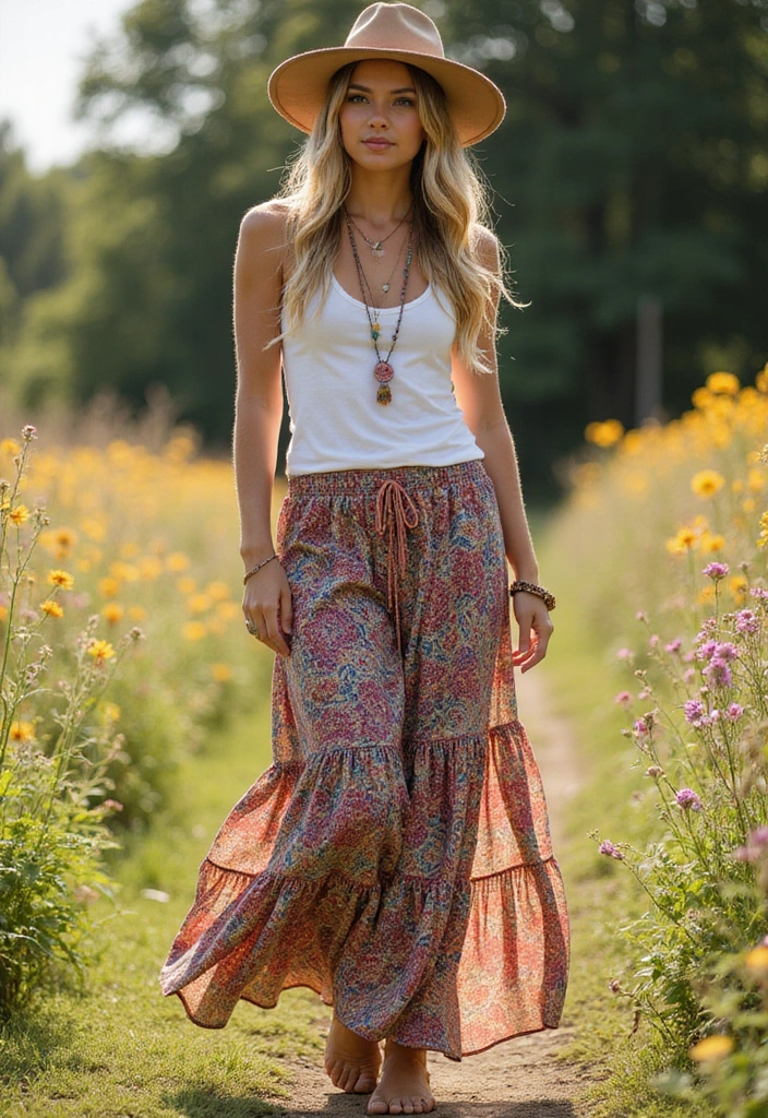 Sunset Glam: Summer Party Looks That Steal the Spotlight - 13. Bohemian Maxi Skirts