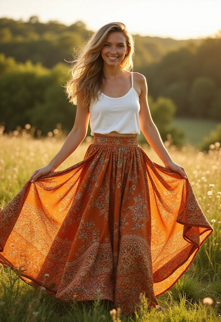 Sunset Glam: Summer Party Looks That Steal the Spotlight - 16. Bohemian Maxi Skirts