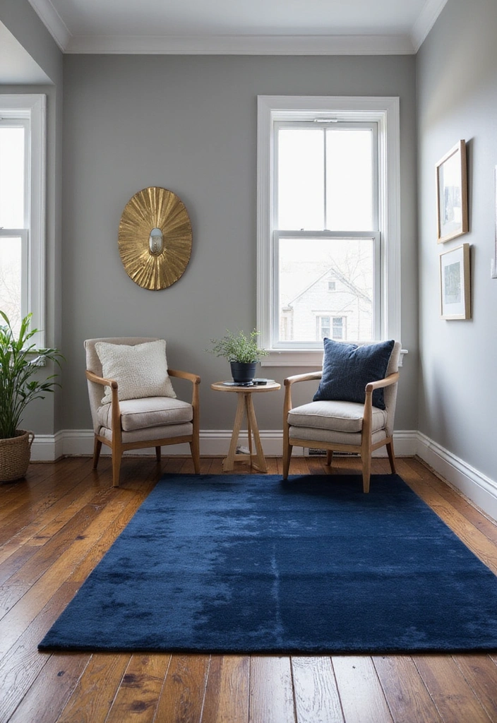15 Stunning Rug Colors That Perfectly Match Your Walls (You Won't Believe #7!) - 2. Bold Navy for Dramatic Contrast