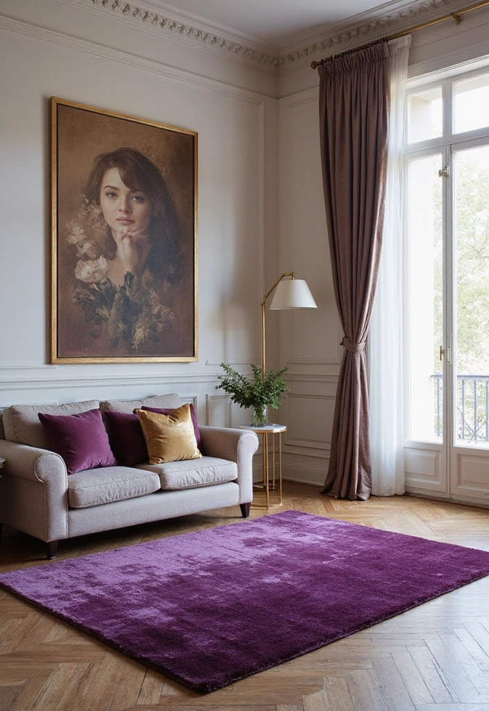 15 Stunning Rug Colors That Perfectly Match Your Walls (You Won't Believe #7!) - 7. Mysterious Deep Purple for Luxe Appeal