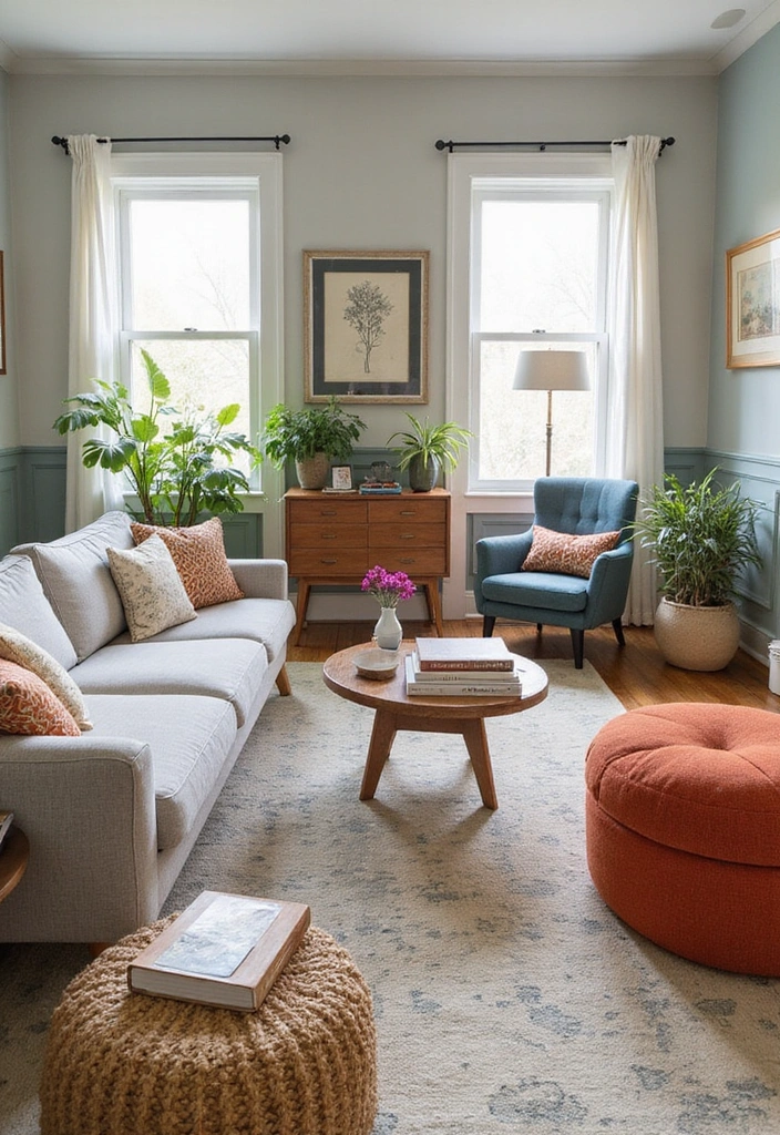 18 Stunning Colorful Mid Century Modern Living Room Designs That Will WOW Your Guests! - 15. Eclectic Accessorizing