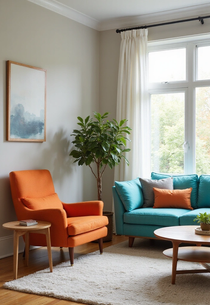 18 Stunning Colorful Mid Century Modern Living Room Designs That Will WOW Your Guests! - 4. Vintage Neutrals with a Pop