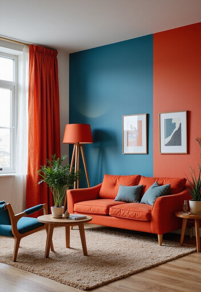 18 Stunning Colorful Mid Century Modern Living Room Designs That Will WOW Your Guests! - 7. Color-blocked Statements