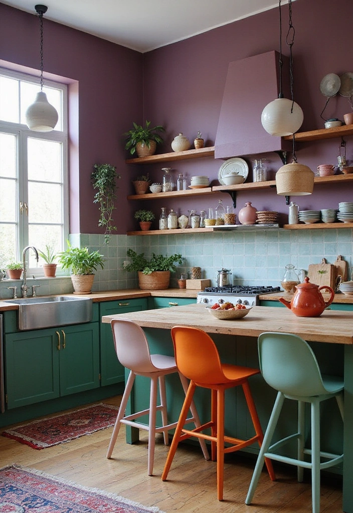 30 Bohemian Kitchen Designs That Will Make You Swoon (You Won't Believe #12!) - 14. Unconventional Color Combinations