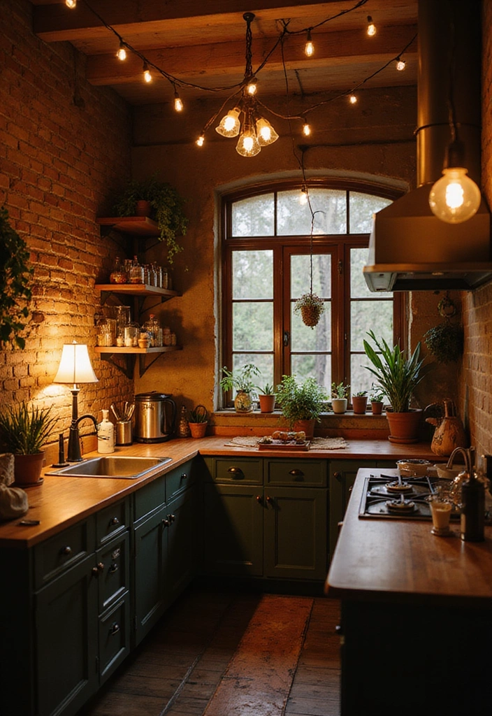 30 Bohemian Kitchen Designs That Will Make You Swoon (You Won't Believe #12!) - 29. Cozy Lighting