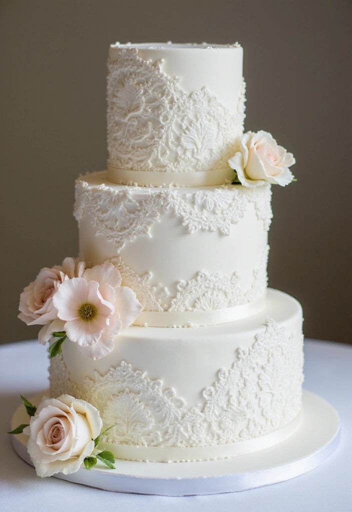 14 Jaw-Dropping Wedding Cake Designs That Will Steal the Show (#6 Is a Must-See!) - 10. Delicate Lace Details