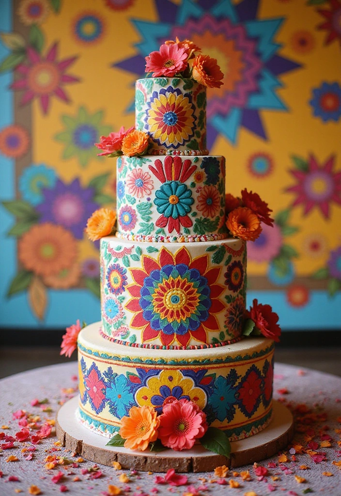14 Jaw-Dropping Wedding Cake Designs That Will Steal the Show (#6 Is a Must-See!) - 9. Bold and Colorful