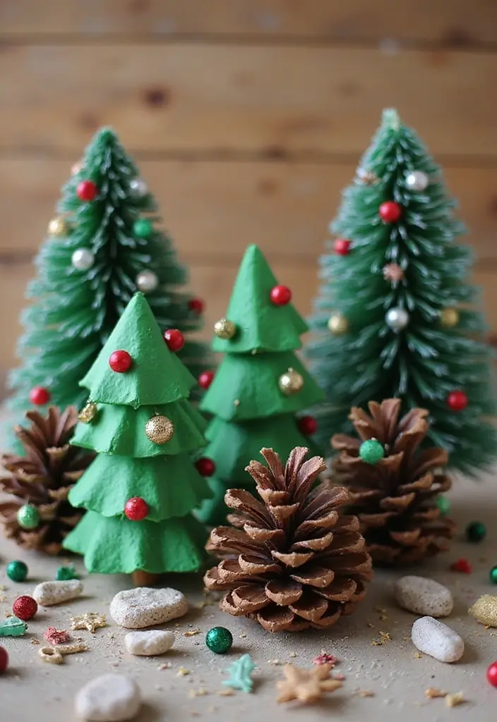15 Simple and Fun Christmas Crafts for Kids That Will Spark Their Creativity! - 10. Pinecone Christmas Trees