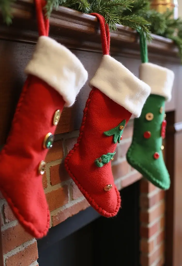 15 Simple and Fun Christmas Crafts for Kids That Will Spark Their Creativity! - 12. Felt Christmas Stockings
