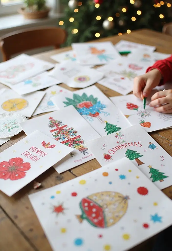 15 Simple and Fun Christmas Crafts for Kids That Will Spark Their Creativity! - 3. Christmas Card Making