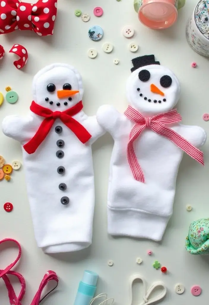 15 Simple and Fun Christmas Crafts for Kids That Will Spark Their Creativity! - 5. Snowman Sock Puppet