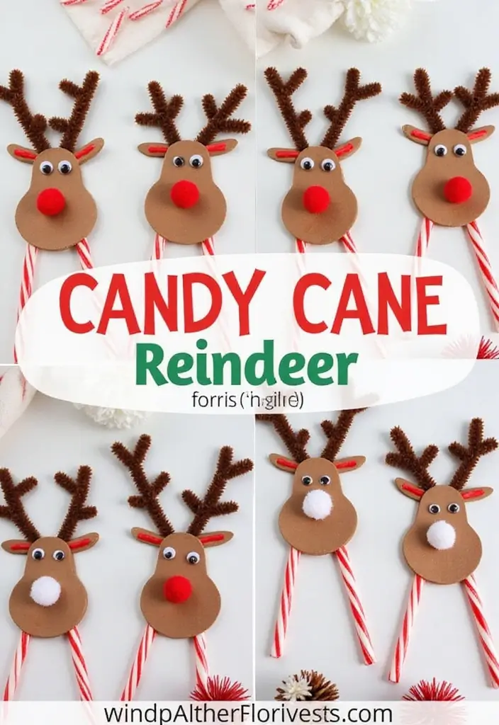 15 Simple and Fun Christmas Crafts for Kids That Will Spark Their Creativity! - 6. Candy Cane Reindeer