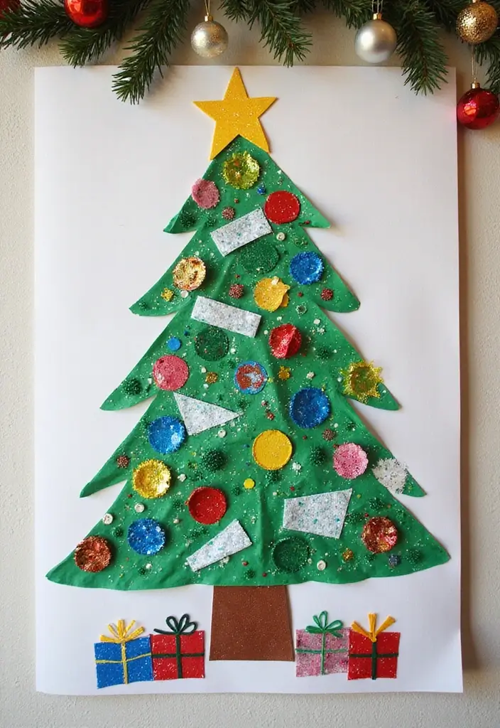15 Simple and Fun Christmas Crafts for Kids That Will Spark Their Creativity! - 9. Christmas Tree Collage