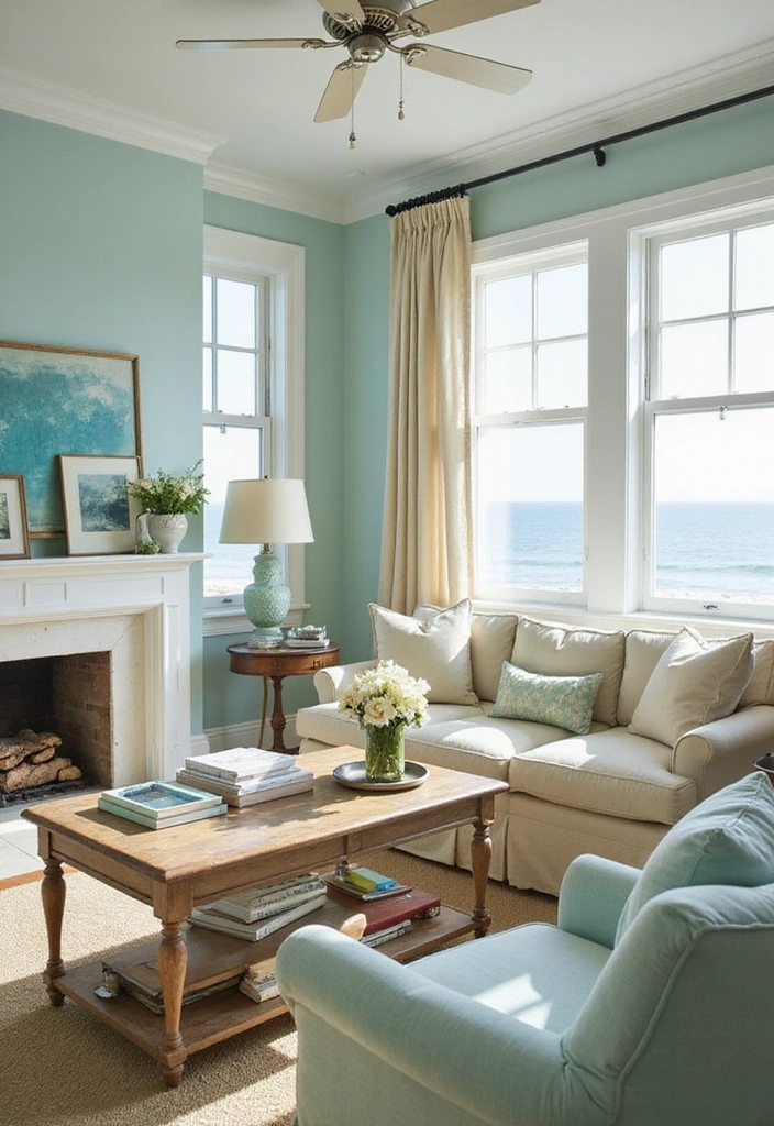 18 Stunning Color Combinations for Living Room Decor That Will Blow Your Mind! - 18. Light Aqua and Warm Beige