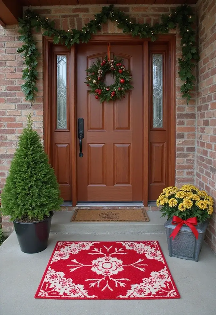 19 Cozy Holiday Home Decor Ideas That Will Make You Want to Snuggle Up! (Idea #7 Is Pure Magic!) - 19. Festive Door Mats