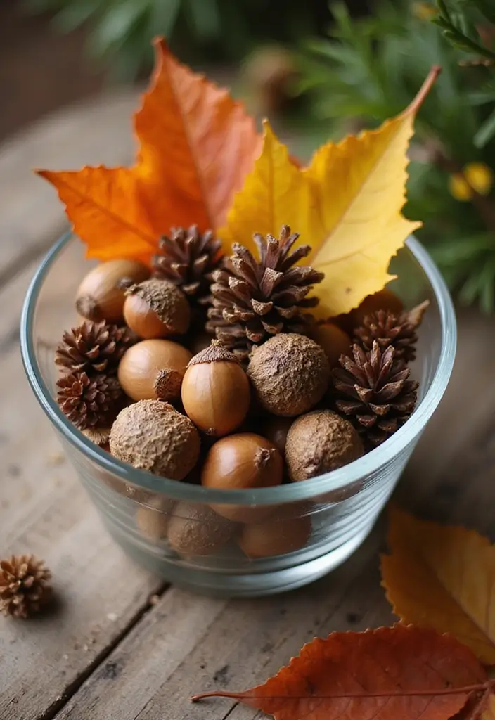 21 Stunning Thanksgiving Centerpieces You Can Create at Home (And Impress Everyone!) - 5. Acorn and Pinecone Display