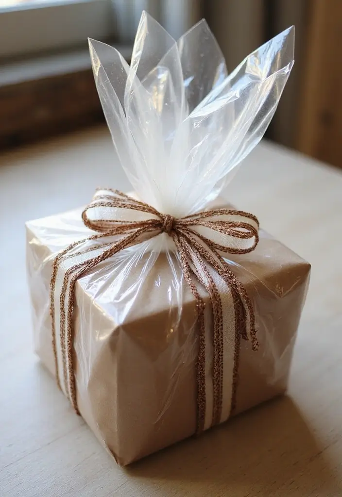 22 Creative Gift Wrapping Ideas That Will Wow Everyone (Your Presents Will Steal the Show!) - 21. Clear Cellophane Wrap