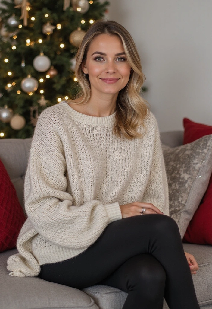 25 Stylish and Comfortable Christmas Fashion Outfits You Can’t Miss! - 11. Oversized Sweater with Leggings