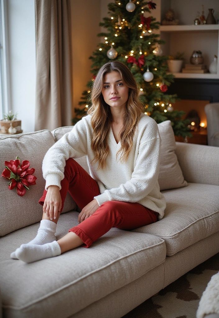 25 Stylish and Comfortable Christmas Fashion Outfits You Can’t Miss! - 6. Comfy Loungewear Set
