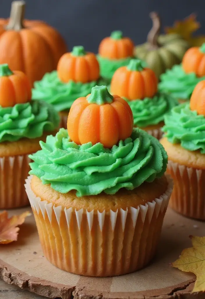 Discover 20 Thanksgiving Cupcake Ideas That Are Almost Too Cute to Eat! - 10. Pumpkin Patch Cupcakes