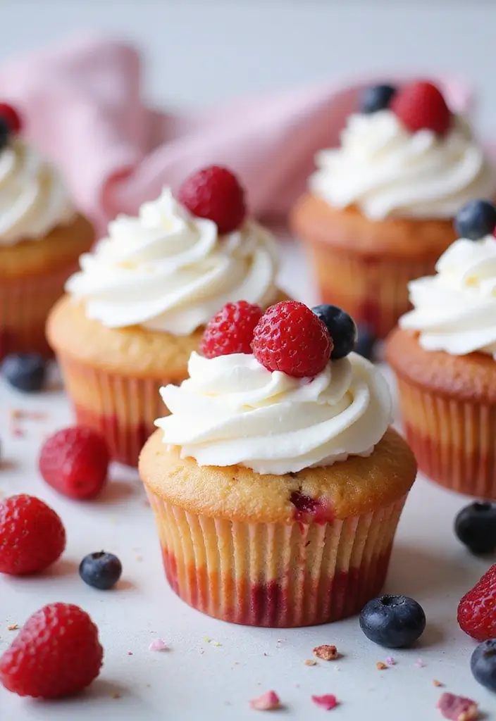 Discover 20 Thanksgiving Cupcake Ideas That Are Almost Too Cute to Eat! - 14. Berry & Cream Cupcakes