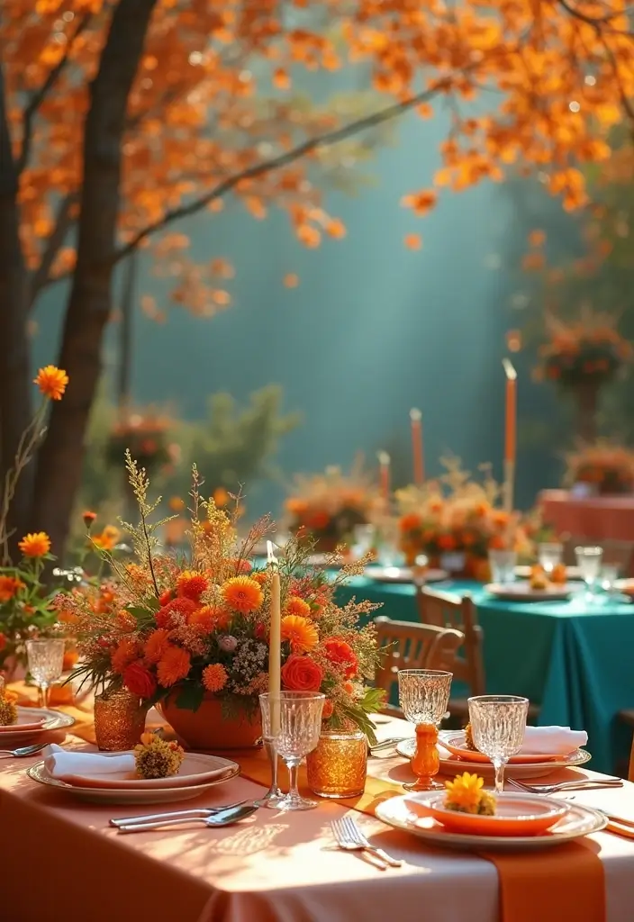 32 Gorgeous Fall Wedding Colors for Your Special Day! - 11. Orange and Teal