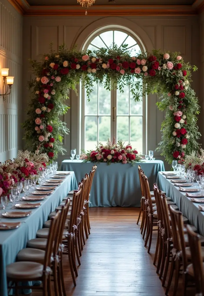 32 Gorgeous Fall Wedding Colors for Your Special Day! - 7. Dusty Blue and Burgundy