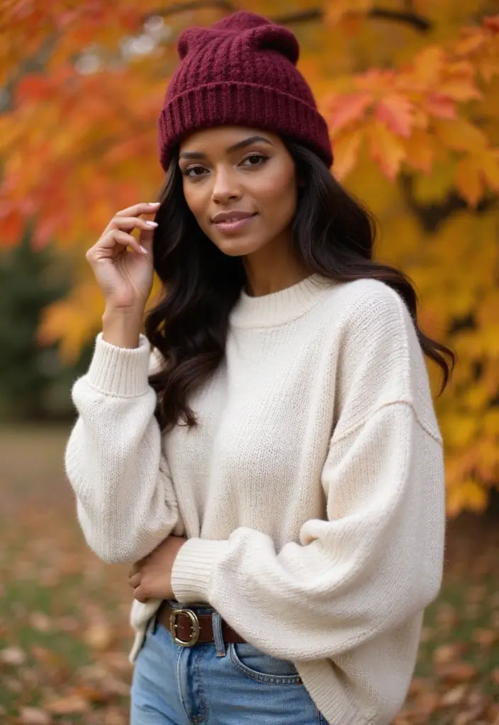 40 Stylish Outfits for Black Women This Fall That You’ll Absolutely Love! - 25. Chic Beanies with Casual Outfits