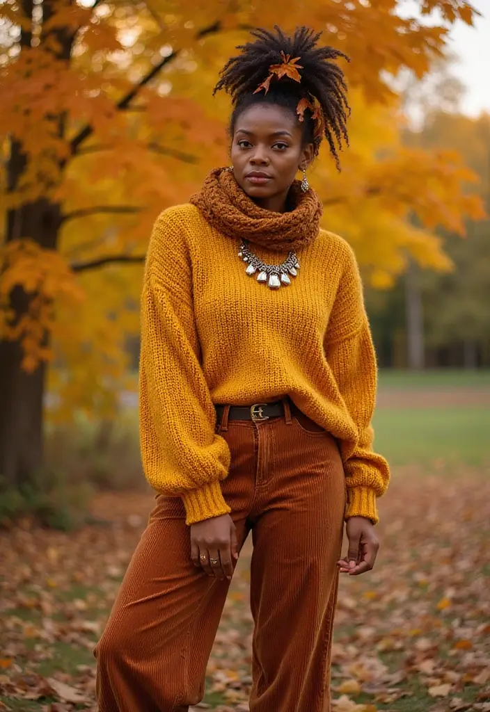 40 Stylish Outfits for Black Women This Fall That You’ll Absolutely Love! - 29. Casual Updos with Statement Outfits