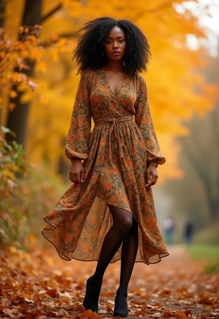 40 Stylish Outfits for Black Women This Fall That You’ll Absolutely Love! - 37. Easy Day Dresses Layered with Tights