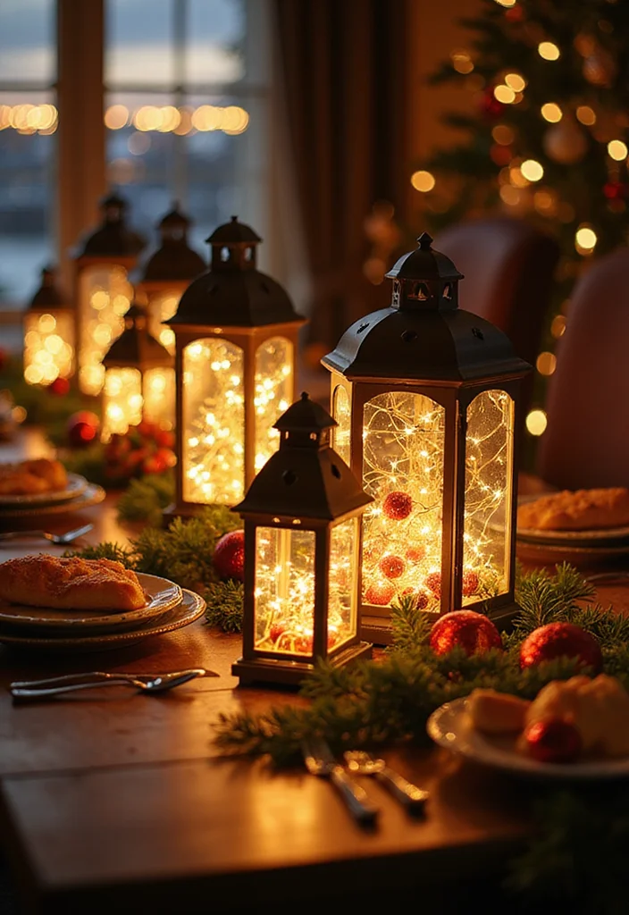 50 Stunning Christmas Centerpiece Ideas You Can Create This Holiday Season! - 10. Festive Lantern Display