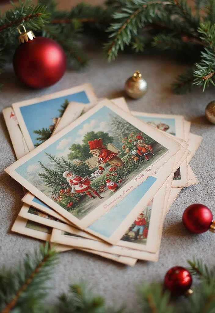50 Stunning Christmas Centerpiece Ideas You Can Create This Holiday Season! - 14. Vintage Christmas Postcards