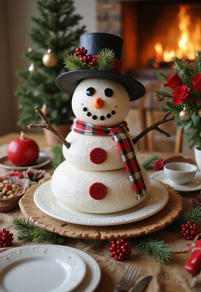 50 Stunning Christmas Centerpiece Ideas You Can Create This Holiday Season! - 21. Cheerful Snowman Centerpiece