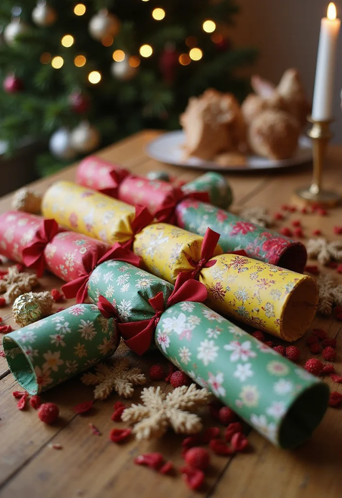 50 Stunning Christmas Centerpiece Ideas You Can Create This Holiday Season! - 23. Creative Christmas Cracker Centerpiece