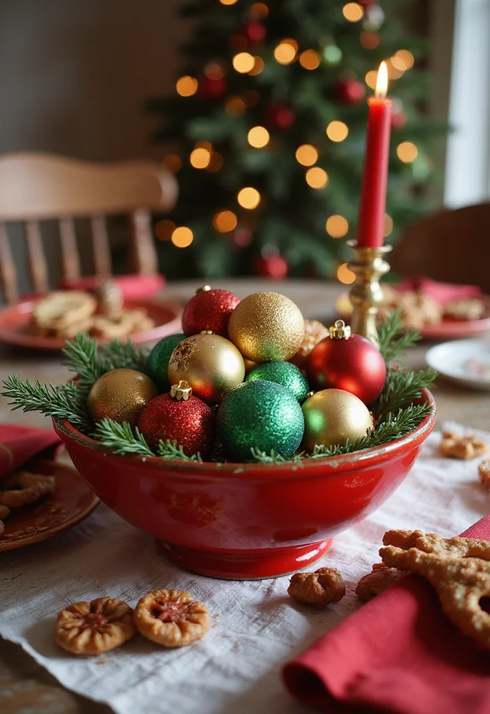 50 Stunning Christmas Centerpiece Ideas You Can Create This Holiday Season! - 33. Bright Holiday Bowl