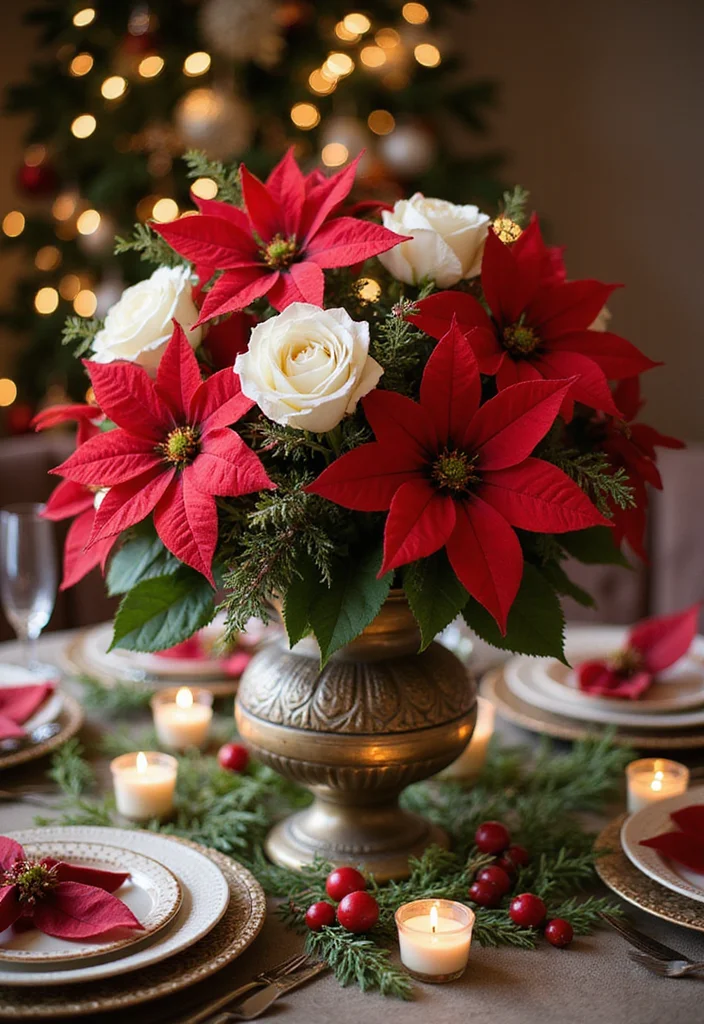 50 Stunning Christmas Centerpiece Ideas You Can Create This Holiday Season! - 4. Festive Floral Arrangement