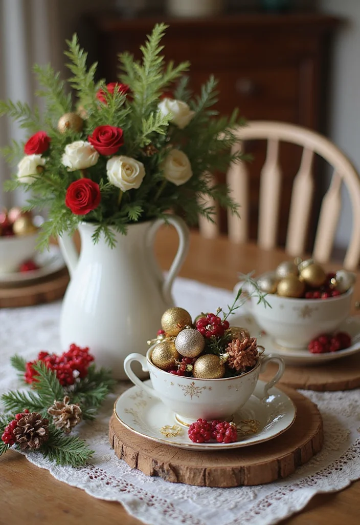 50 Stunning Christmas Centerpiece Ideas You Can Create This Holiday Season! - 44. Charming Teacup Centerpiece