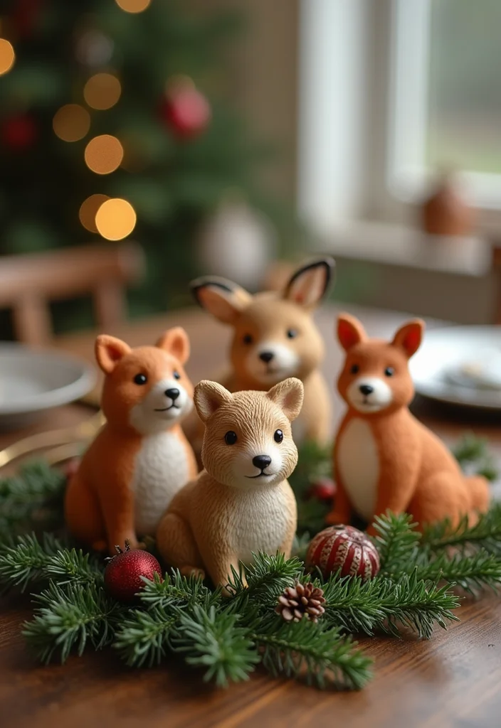 50 Stunning Christmas Centerpiece Ideas You Can Create This Holiday Season! - 45. Playful Animal Figurines