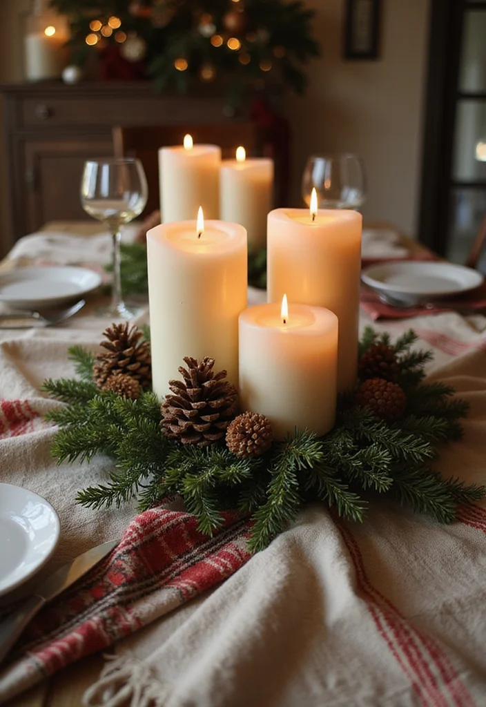 50 Stunning Christmas Centerpiece Ideas You Can Create This Holiday Season! - 48. Warm and Cozy Centerpiece