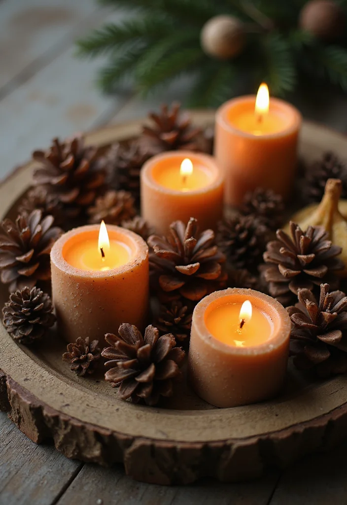 50 Stunning Christmas Centerpiece Ideas You Can Create This Holiday Season! - 6. Simple Pinecone Candle Holders