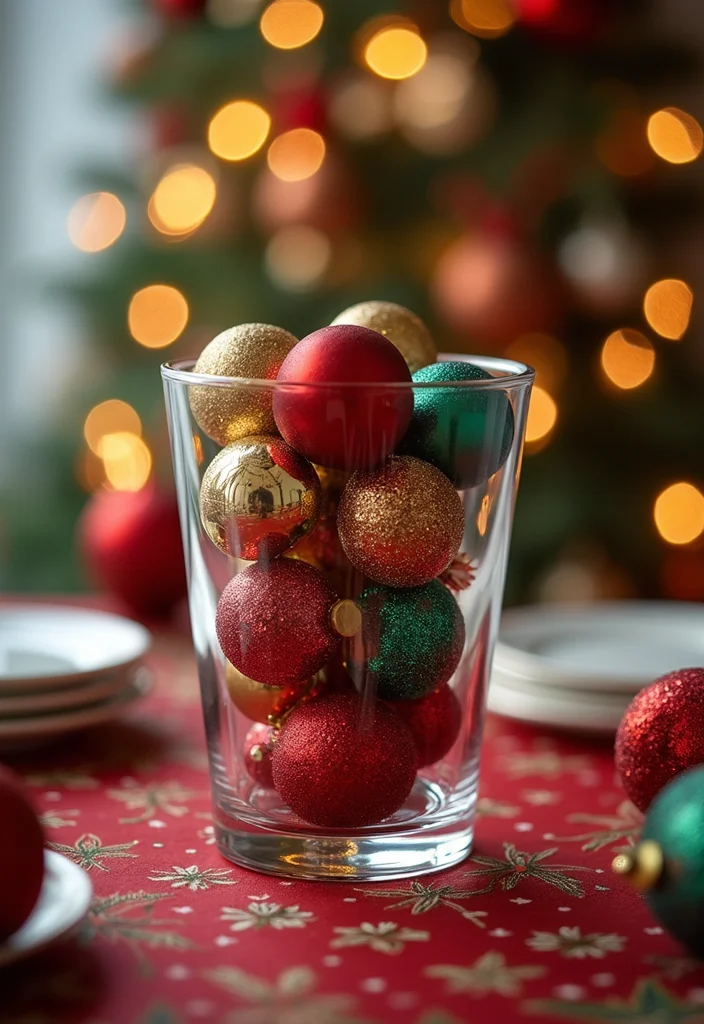 50 Stunning Christmas Centerpiece Ideas You Can Create This Holiday Season! - 7. Glittery Ornament Tower