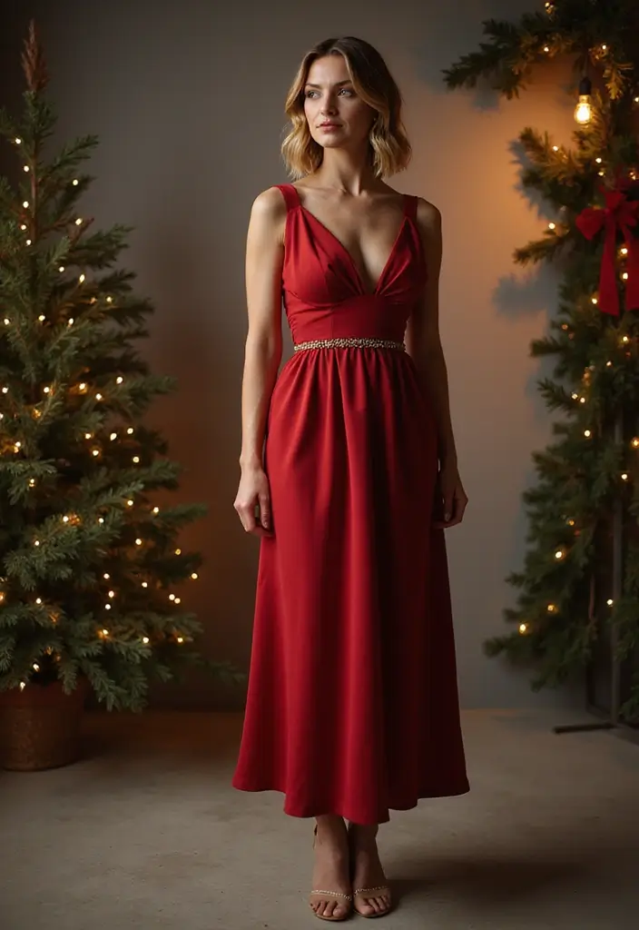 Unleash Your Inner Fashionista with These 35 Glam Christmas Work Party Outfit Ideas! - 11. Elegant Midi Dress