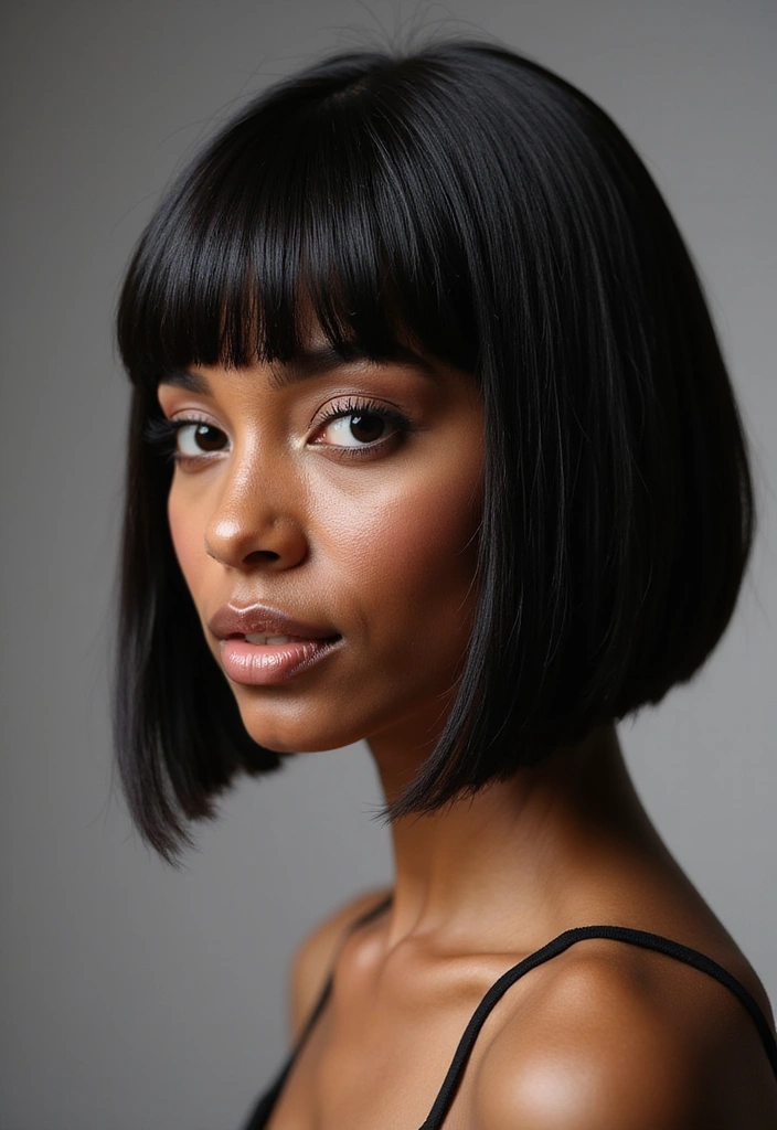 15 Stunning Haircuts with Bangs for Black Women That Will Change Your Look Instantly! - 1. Blunt Bangs with a Bob