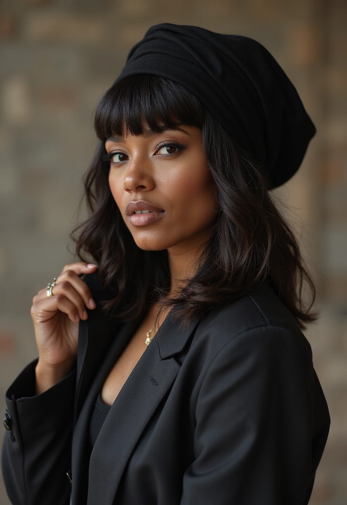 15 Stunning Haircuts with Bangs for Black Women That Will Change Your Look Instantly! - 11. Long Bangs with a Wrap Style