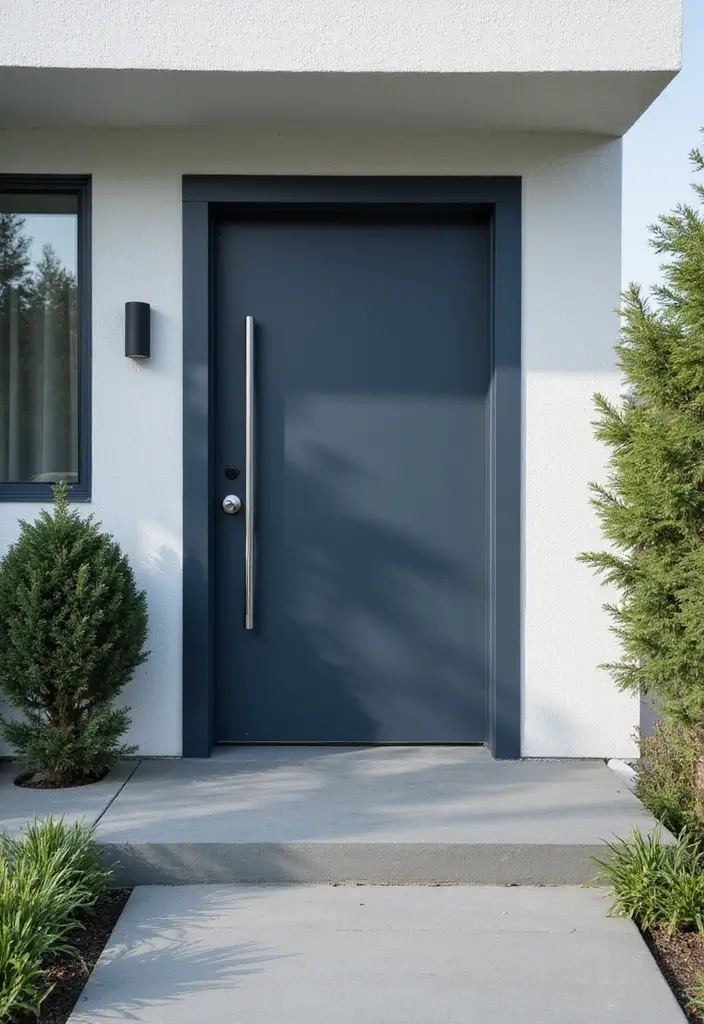 17 Eye-Catching Door Colors That Will Make Your Neighbors Green with Envy! - 11. Steel Blue: Cool and Contemporary