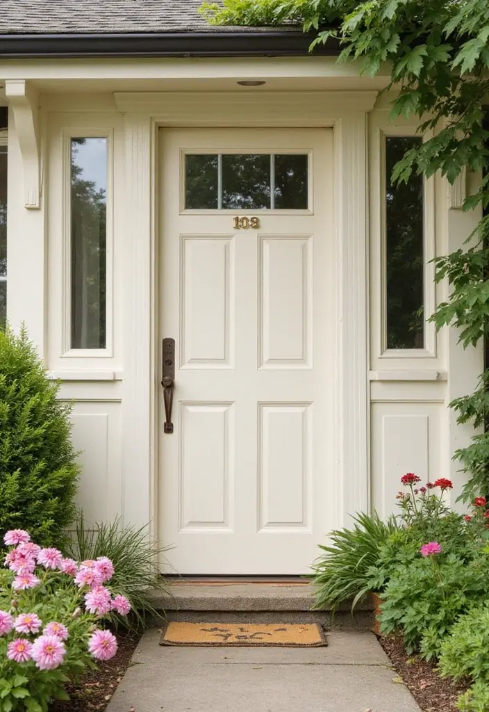 17 Eye-Catching Door Colors That Will Make Your Neighbors Green with Envy! - 12. Creamy White: Classic and Clean