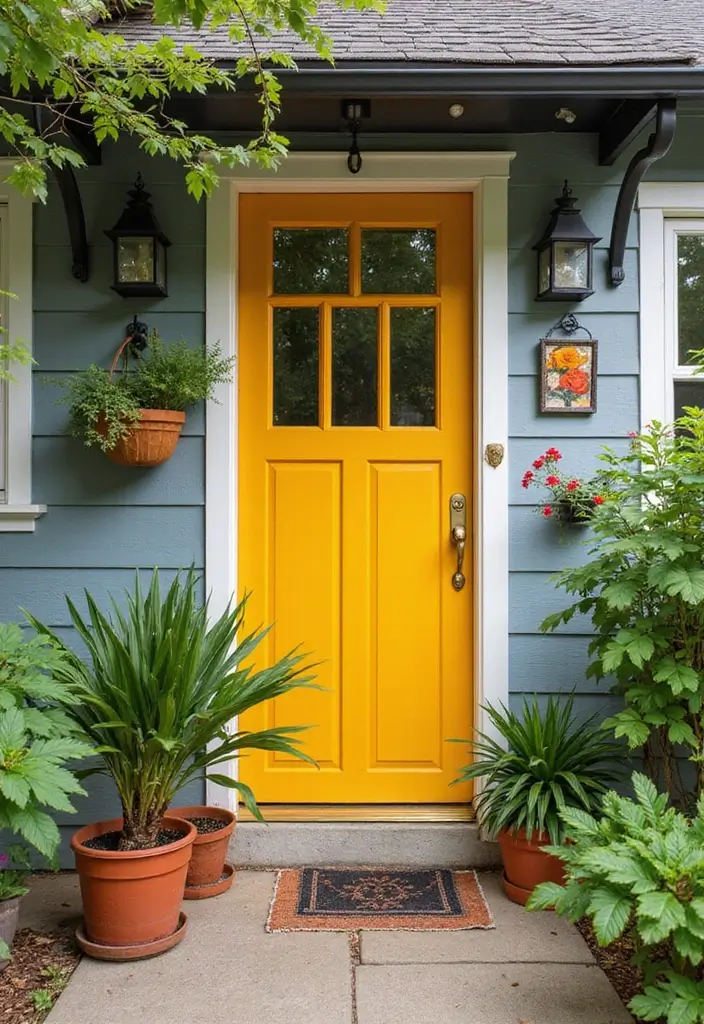 17 Eye-Catching Door Colors That Will Make Your Neighbors Green with Envy! - 16. Mustard Yellow: A Bold Twist